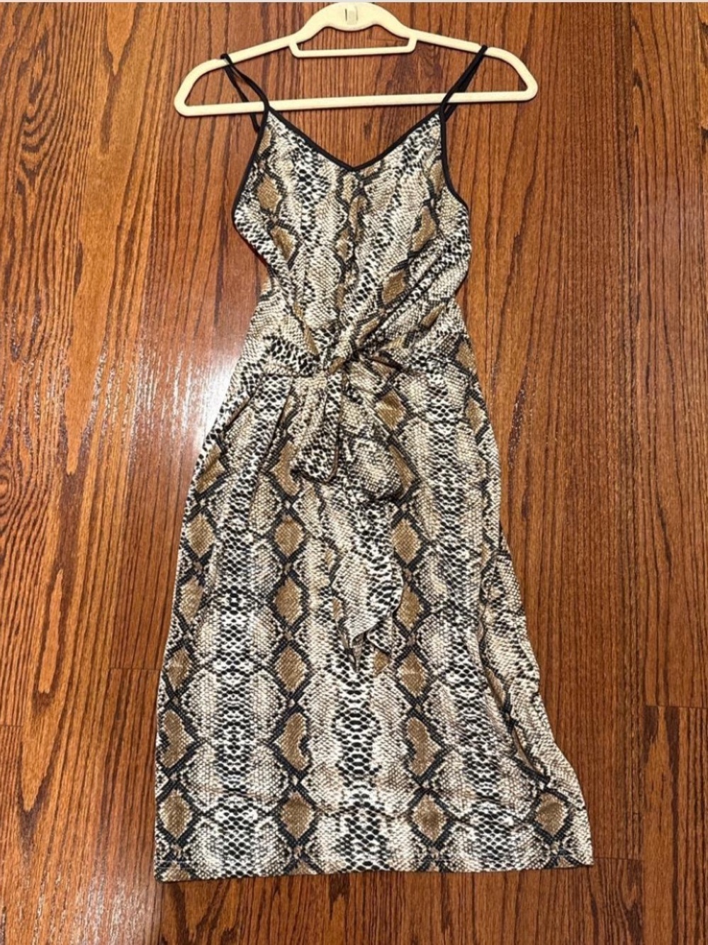 DAVI & DANI Snake-Print Slip Midi Dress in Brown and Black - never worn